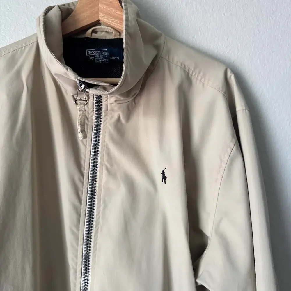 Vintage Polo Ralph Lauren Harrington Jacket Beige Tan Men’s Large Pony 90s